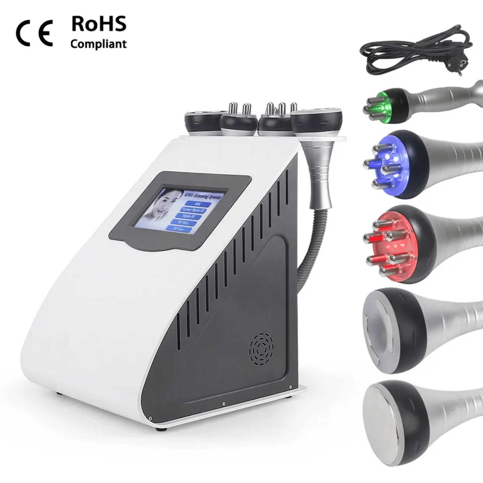 Rf Cavitation Fat Loss Machine - 6 In 1, Touch Screen Interface, White Color, 10kg, Multifunctional Body Slimming With 13 Handles