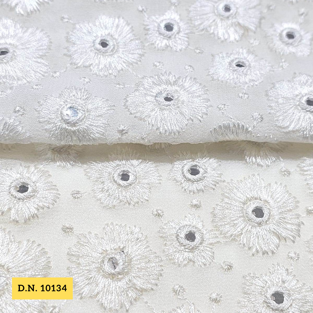 Allover Embroidered Mirror Work Fabric