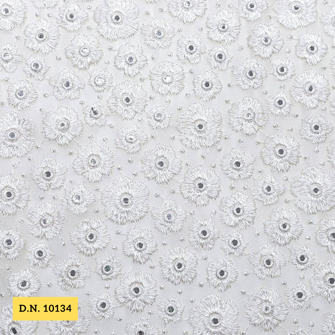 Allover Embroidered Mirror Work Fabric
