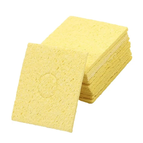 Soldering Iron Tip Cleaning Sponge - Sponge Material, 60*60mm Size, Yellow Color | Efficiently Removes Solder Residue, Keeps Pcb Components Clean