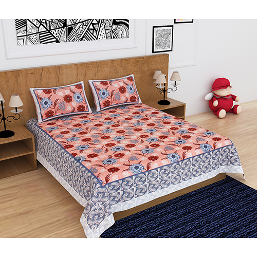Vintage Double Bed Bedsheet - 93x108 Inches, Multicolor Printed Design | Washable, Ideal For Household Use