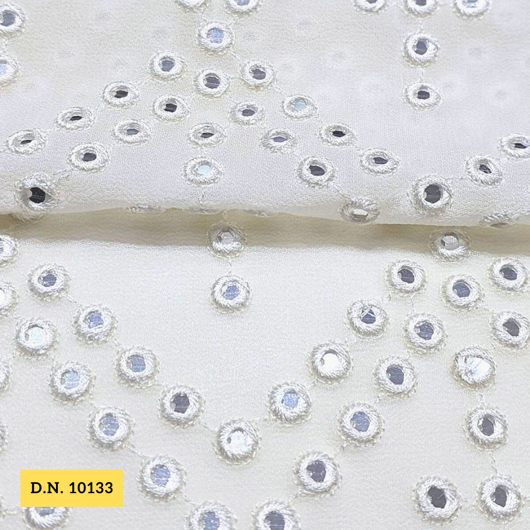 Dyeable Buy Mirror Work Georgette Fabric - Attributes: Comfortable & Soft