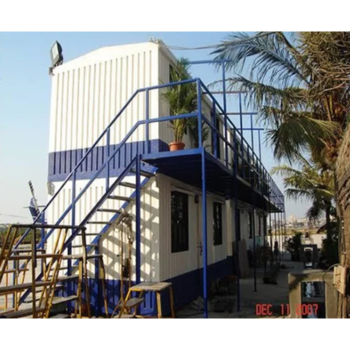 MS Rectangular Portable Cabin - MS Material, 40ft x 20ft Dimensions, White & Blue Colors, Customizable Wall Thickness