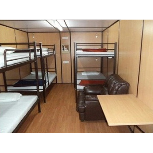 Portable Accommodation Cabin - Ms Material, 11ft Length X 10ft Height, Sleek White Color, Glass Windows For Natural Light And Air Flow
