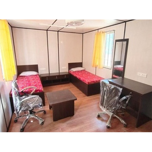 Portable Accommodation Cabin - Ms Material, 11ft Length X 10ft Height, Sleek White Color, Glass Windows For Natural Light And Air Flow