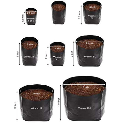 Plastic Black Nursery Bags - Greenhouse Size: Large