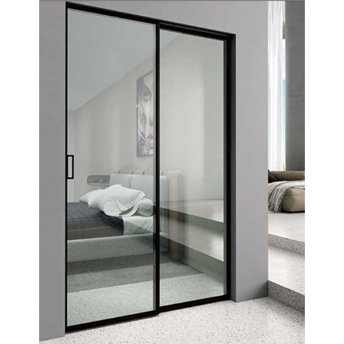 Sp Sl-1+1 Telescopic Sliding Door Hardware For 1Fix + 1 Sliding Door - Color: Black