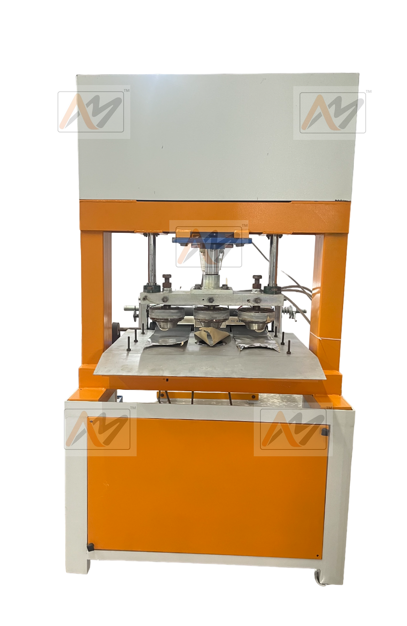 Automatic Paper Thali Making Machine - Mild Steel, 1200x800x1500 Mm, Orange & White | 500-1000 Pcs/hour, Plc Control, Low Maintenance, 1 Year Warranty