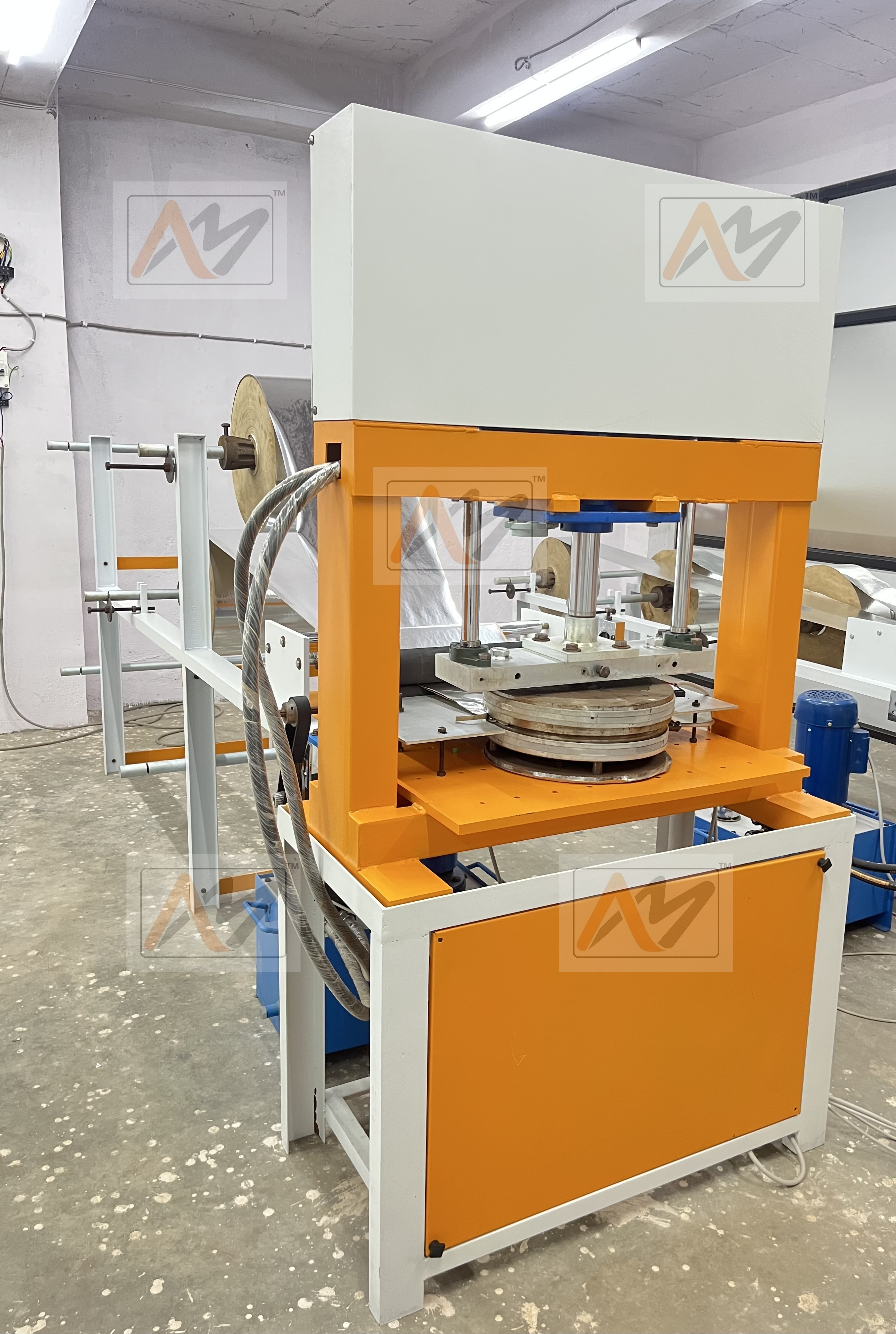 Automatic Paper Thali Making Machine - Mild Steel, 1200x800x1500 Mm, Orange & White | 500-1000 Pcs/hour, Plc Control, Low Maintenance, 1 Year Warranty