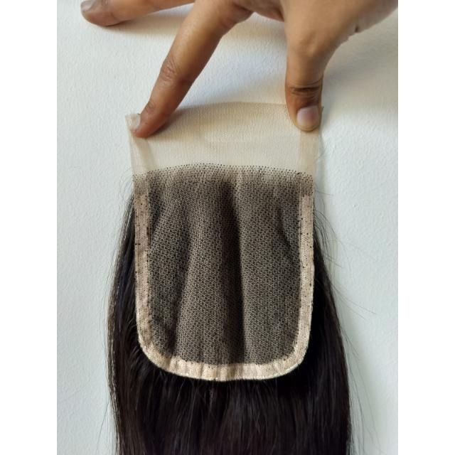Transparent Lace Natural Straight Human Hair Closures - Human Hair Type: Indian