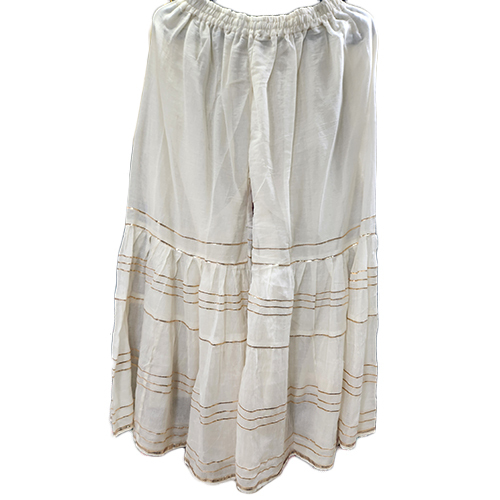 Ladies Sharara Pant - Cotton, Customized Fit, White Color | Quick Dry, Summer Wear, Traditional Ethnic Design with Voluminous Flair