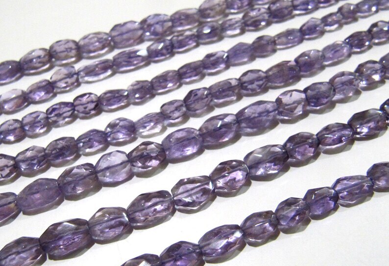 Natural Amethyst Oval Shape Faceted 8 To 10mm Beads Strand 13''long - Beads Colour: Purple
