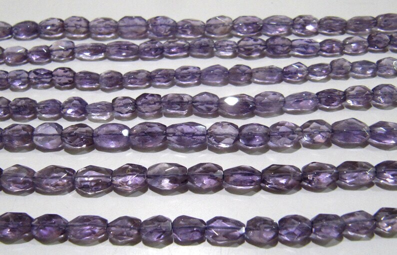 Natural Amethyst Oval Shape Faceted 8 To 10mm Beads Strand 13''long - Beads Colour: Purple