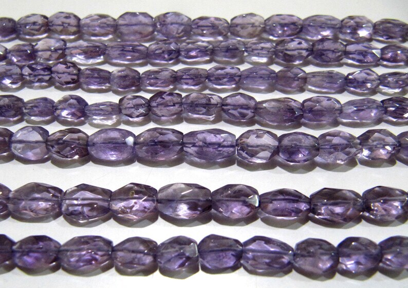 Natural Amethyst Oval Shape Faceted 8 To 10mm Beads Strand 13''long - Beads Colour: Purple