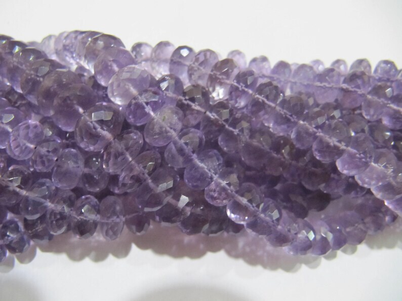 Natural Pink Amethyst Rondelle Faceted 9-10mm Beads Strand 10''long - Beads Colour: Purple