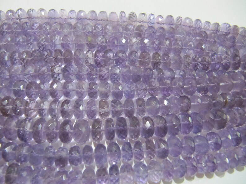Natural Pink Amethyst Rondelle Faceted 9-10mm Beads Strand 10''long - Beads Colour: Purple