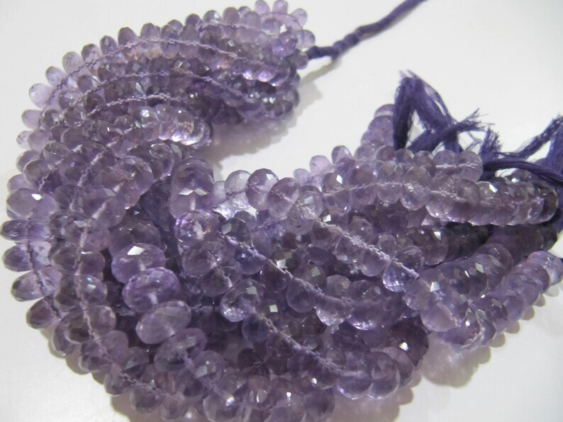 Natural Pink Amethyst Rondelle Faceted 9-10mm Beads Strand 10''long - Beads Colour: Purple