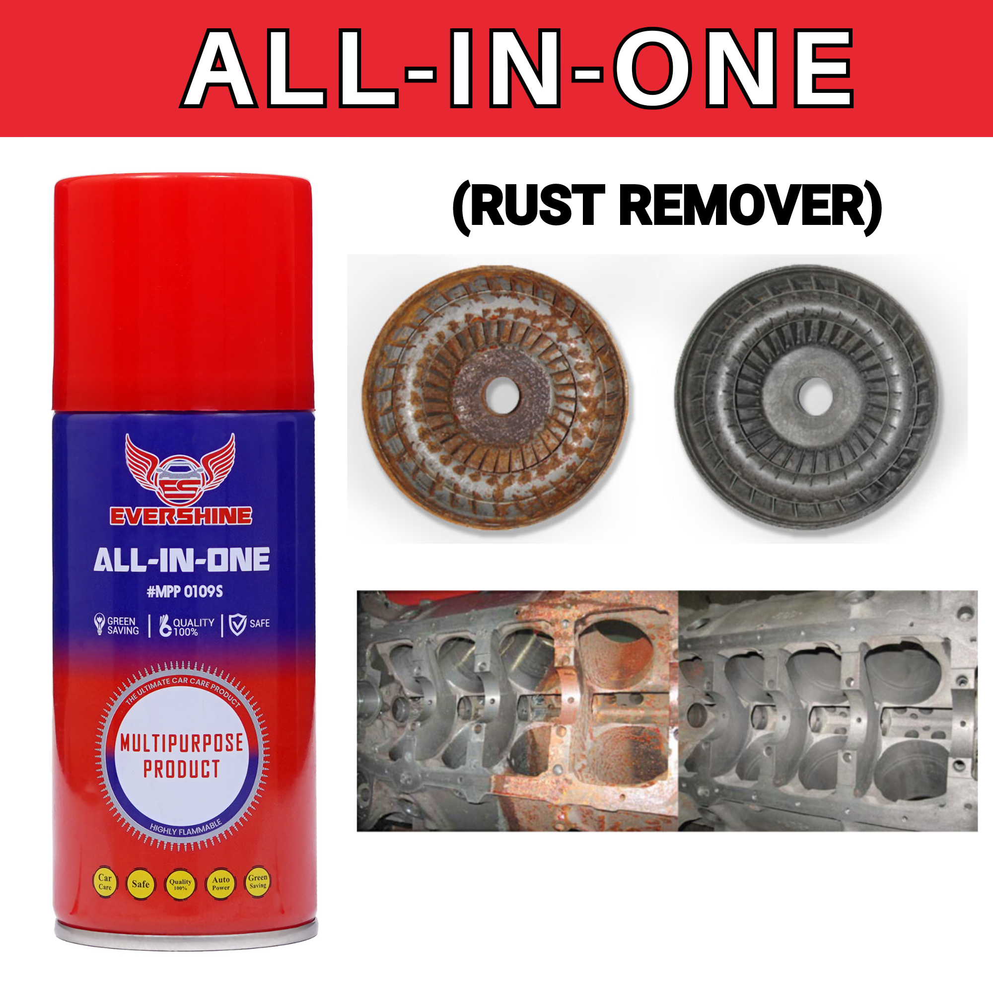 Multi Purpose Rust Cleaner Car Spray Booths Size: 500ml