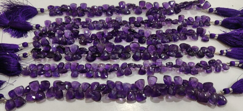Natural Amethyst Trillian Shape Beads - 10 To 15mm 8 Inch Strand | Faceted Purple Stone For Necklaces Earrings Bracelets High-quality Jewelry Making
