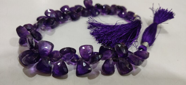 Natural Amethyst Trillian Shape Beads - 10 To 15mm 8 Inch Strand | Faceted Purple Stone For Necklaces Earrings Bracelets High-quality Jewelry Making