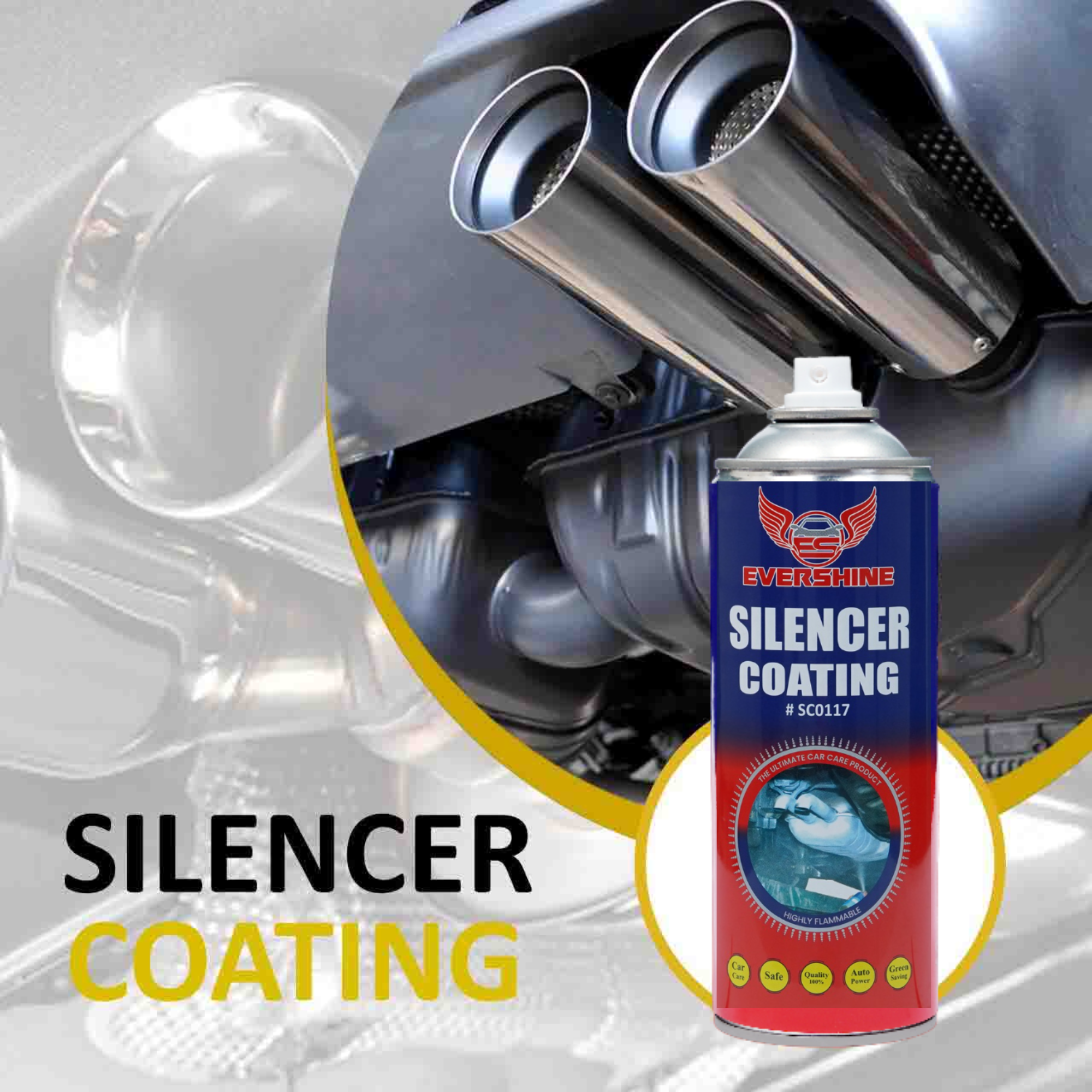 Silencer Coating Spray Car Polishers Size: 500ml