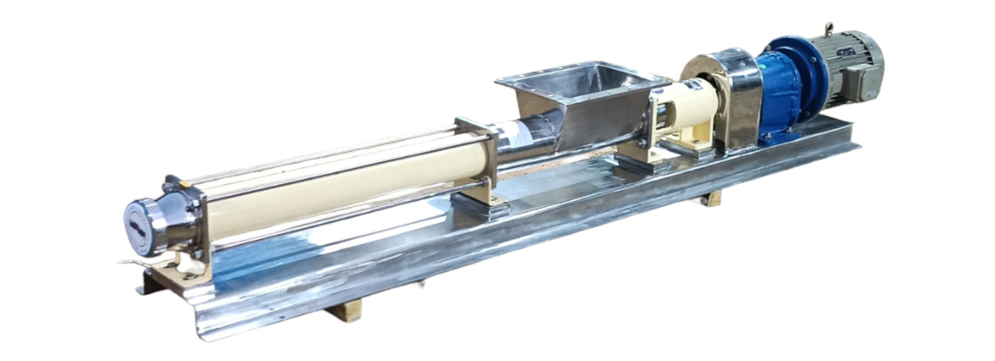 Hopper Type Progressive Cavity Pump - Stainless Steel 304/316, 175x25x30 Cm, Off-white | Flooded Suction, Self-priming, Mechanical Seal & Gland Packing, Maximum Flow Rate 20 M3/hour, Medium Pressure Up To 18 Bar, Ideal For Food Products