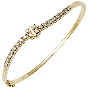 Round Diamond Sleek Yellow Gold Bangle Gender: Women