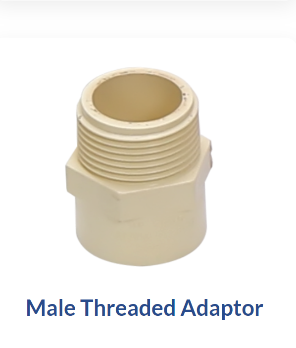 Male Threaded Adapter - Light Yellow, Suitable For Oil & Fluid Pipes, Versatile For Hot & Cold Water Applications