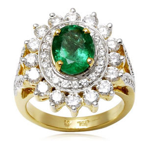 Gold Emerald Rings Size: 15Mm