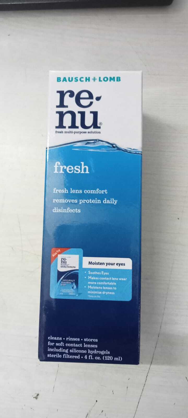 Renu - 120 Ml Packing Size | Bausch & Lomb Moisturizing Contact Lens Solution, Enhanced Comfort & Hydration For All-day Wear