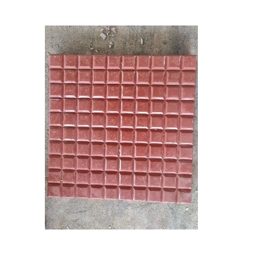Concrete 25mm Red Square Shape Chequered Tile - Size: 10x10 Inch (LxW), Color: Red, Dry Density Grade: First Class, Frost Resistant, Interlock Block