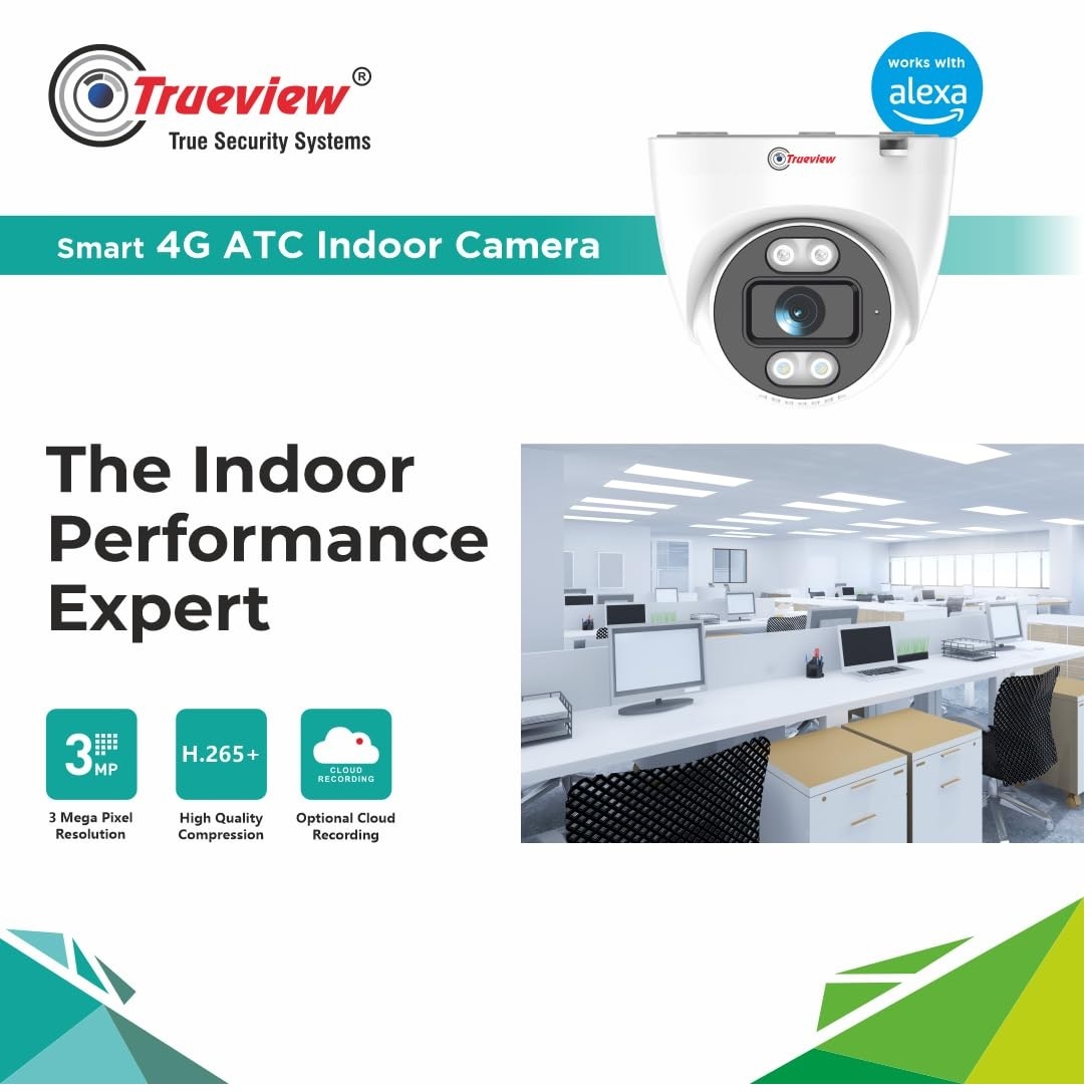 Trueview Smart Security Camera 4g 3mp Cctv Dome Camera - T18185-a - Camera Size: 20mtr
