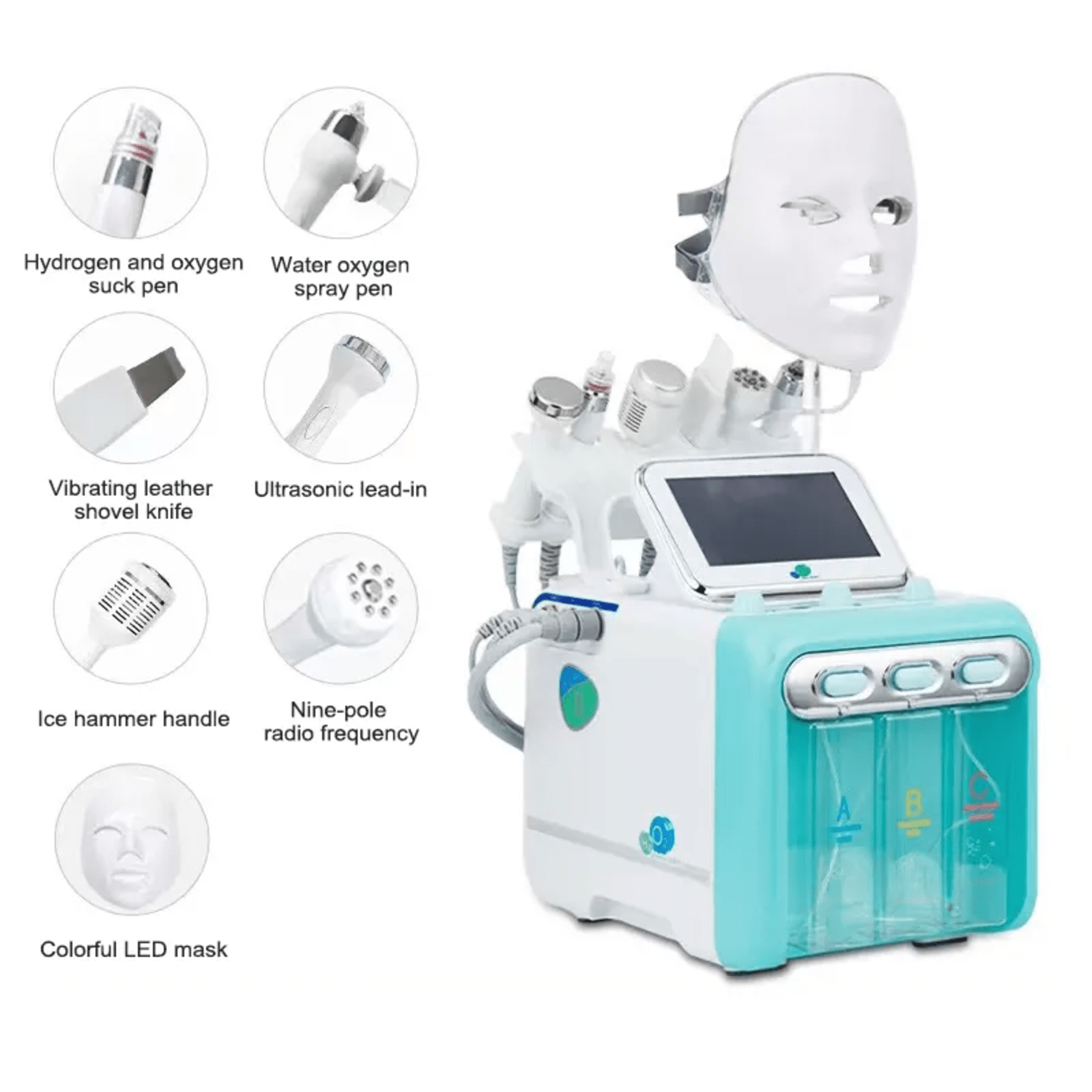 Hydrafacial Device With Ultrasonic Technology Facial Machine For Skin Detox - Color: White