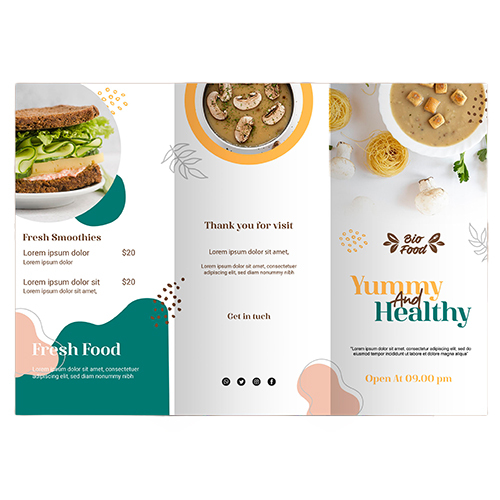 Brochure Designing Services - Lightweight Paper Material, Standard Size | Rectangular Shape, Glossy Finish, Ideal for Food Services Marketing
