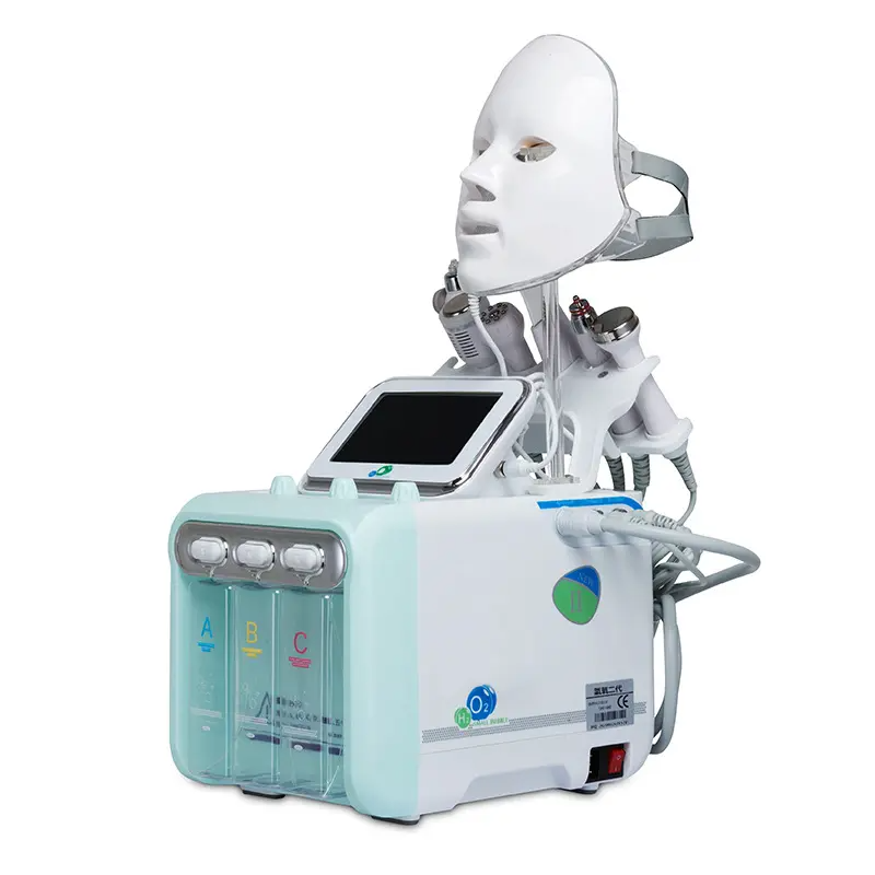 Hydrafacial System With Skin Rejuvenation Dermabrasion Facial Machine With Led Light - Color: White