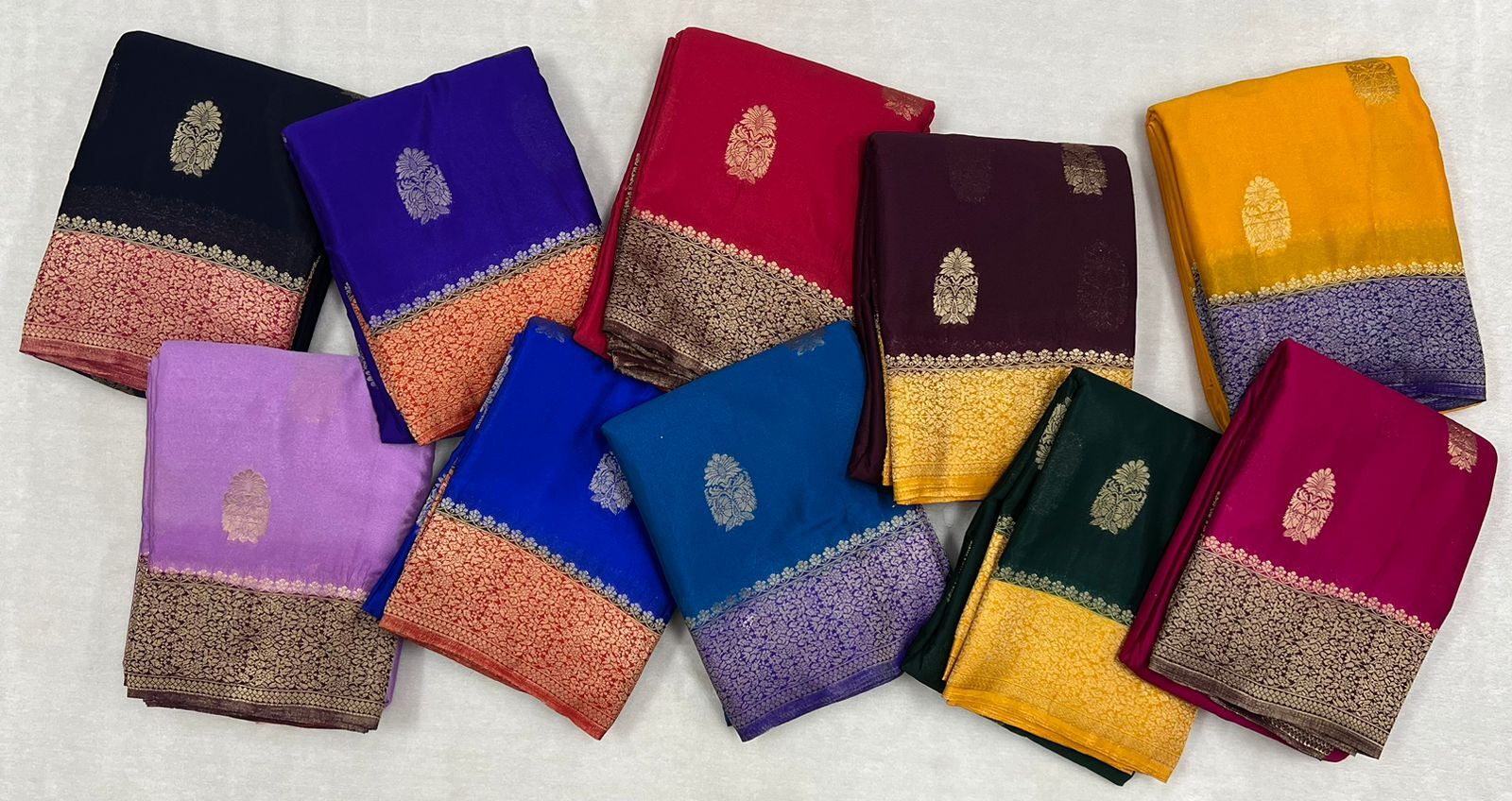 Rich Chinon Crush Geogrette Saree - Color: Different Available