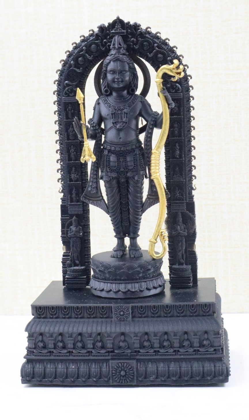 3d Matrix Ram Lalla Statue - Resin, 3 Inches High, Black Color | Durable, Easy To Clean, Washable, Rust Proof, Ideal For Temple And Car Dashboard Decor