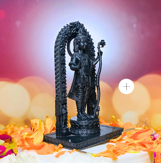 3d Matrix Ram Lalla Statue - Resin, 3 Inches High, Black Color | Durable, Easy To Clean, Washable, Rust Proof, Ideal For Temple And Car Dashboard Decor