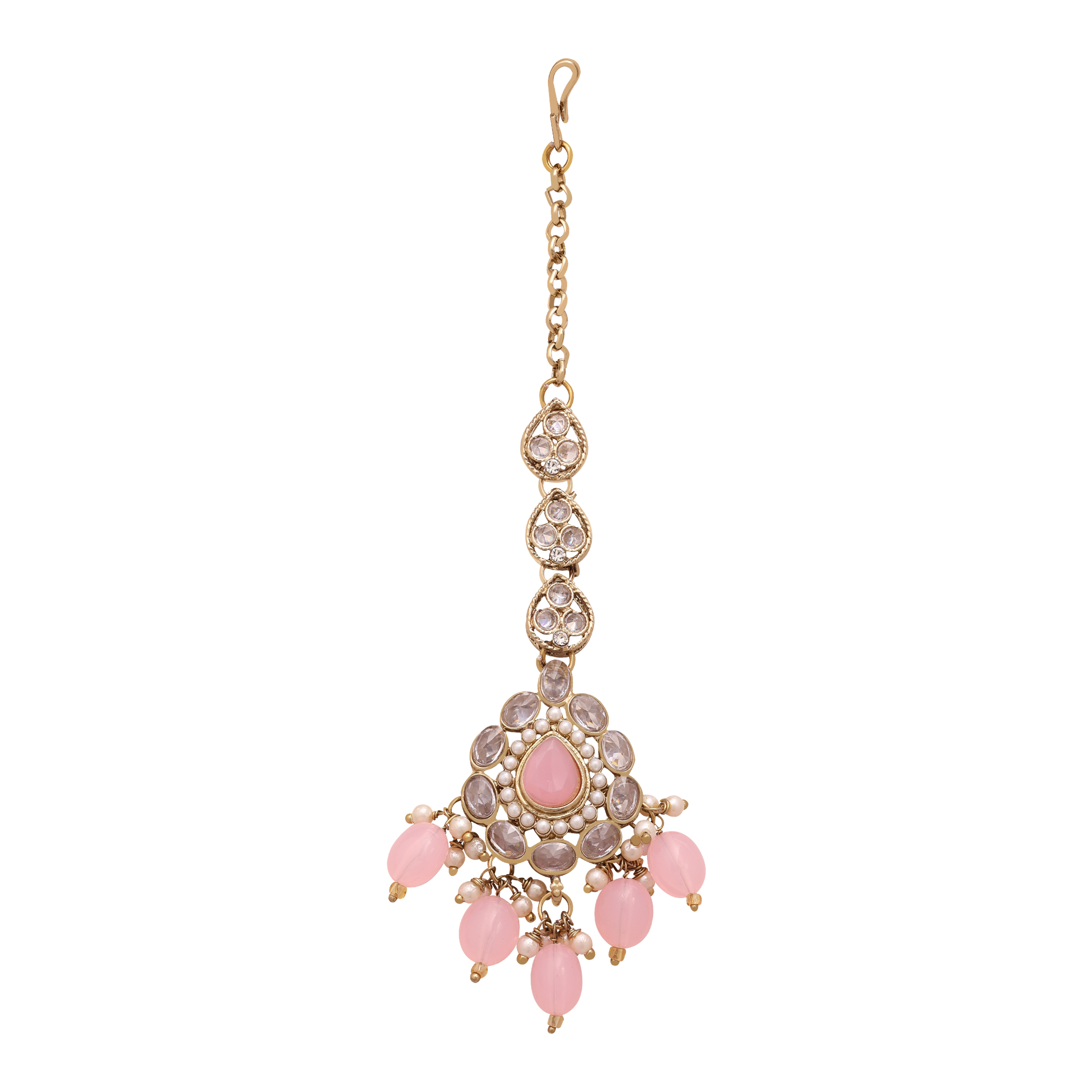 Floral Bridal Necklace | Floral Beaded Necklace| Floral Jewelry Set| Bridal Reverse Ad Necklace| Kundan Floral Necklace.. - Color: Pink