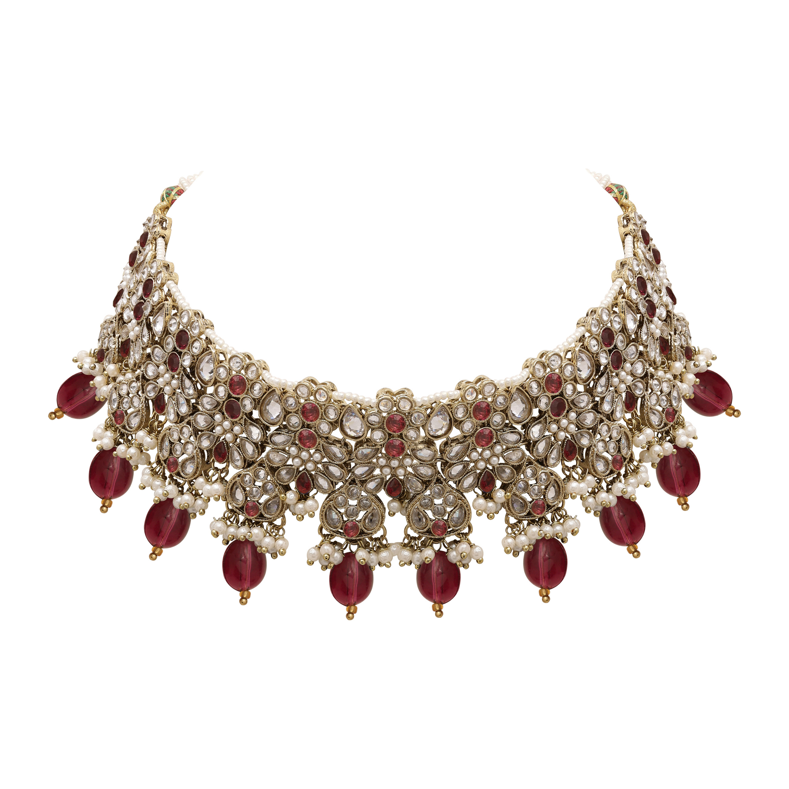 Floral Bridal Necklace | Floral Beaded Necklace| Floral Jewelry Set| Bridal Reverse Ad Necklace| Kundan Floral Necklace