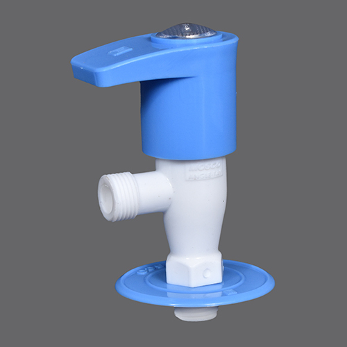 Smart Angle Tap - Pvc Plastic, 15mm Round Shape | Glossy Blue And White Finish, Water-saving Design With Flow Control