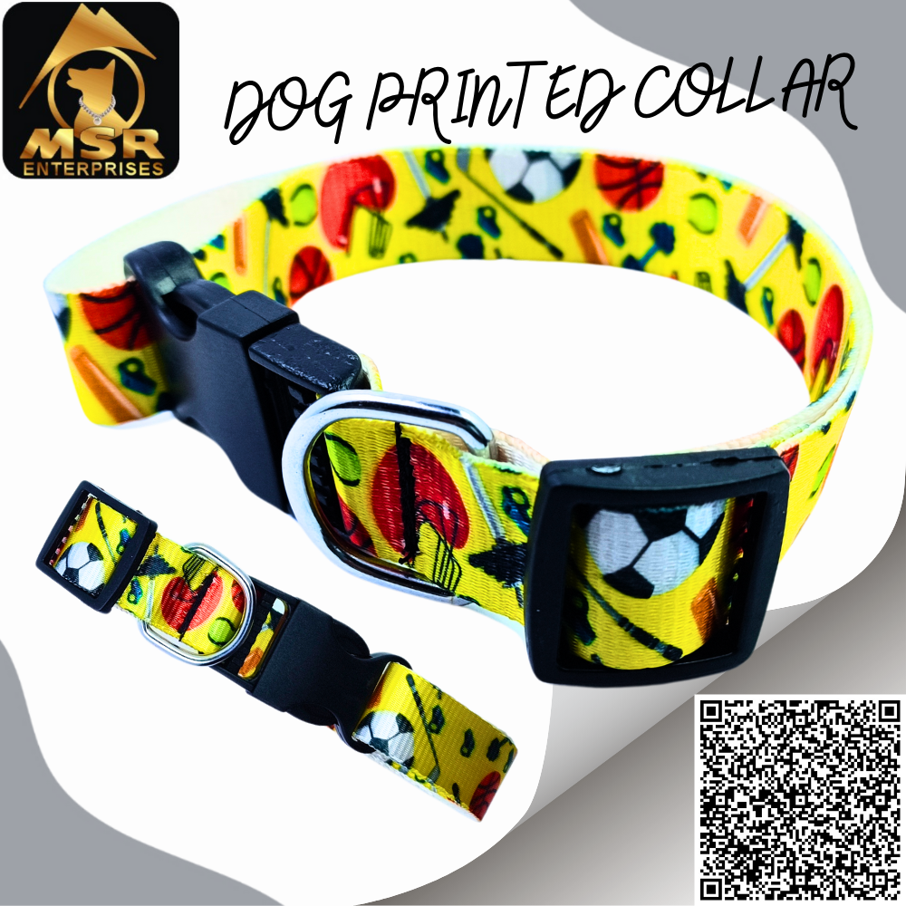 Adjustable Printed Dog Buckle Collar - Nylon, 1.25 Inch Size, Multicolor | High Quality, Secure Sr Buckle, Versatile Fit For All Dogs
