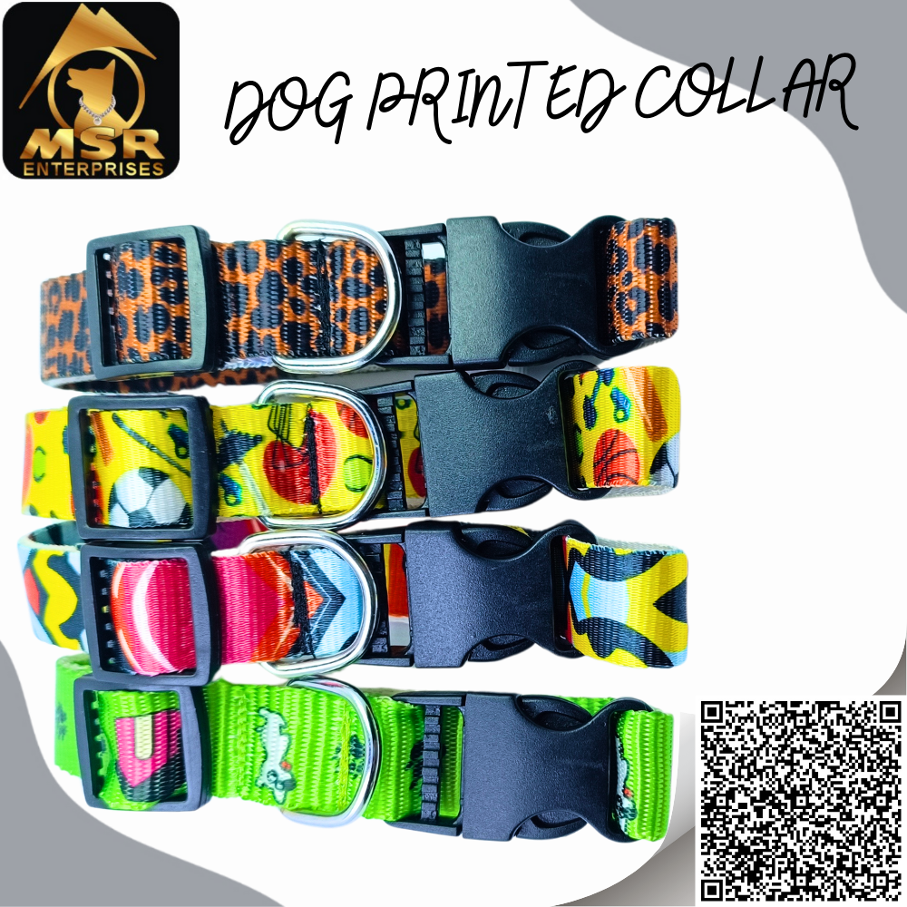 Adjustable Printed Dog Buckle Collar - Nylon, 1.25 Inch Size, Multicolor | High Quality, Secure Sr Buckle, Versatile Fit For All Dogs