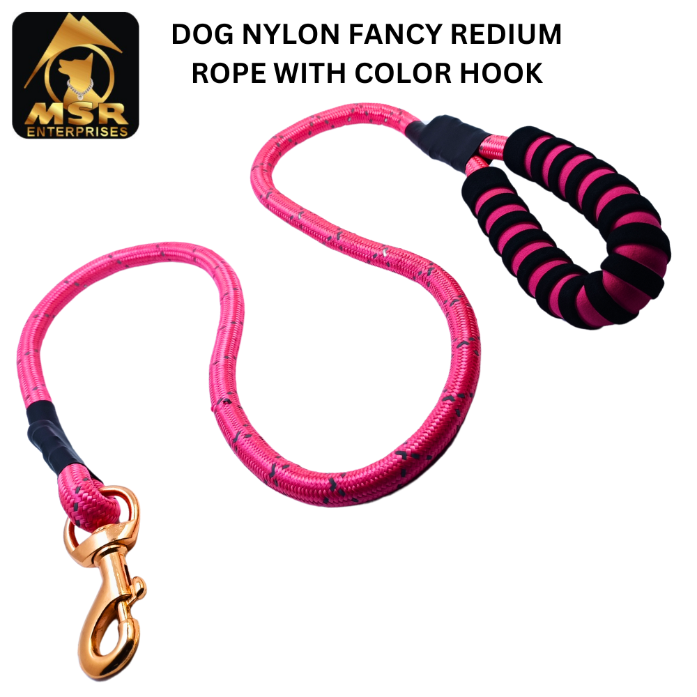 Dog Rope With Color Hook (Radium Nylon) - 6mm, Multi-color, High Quality Material, Comfortable Grip, Durable And Reflective For Enhanced Visibility