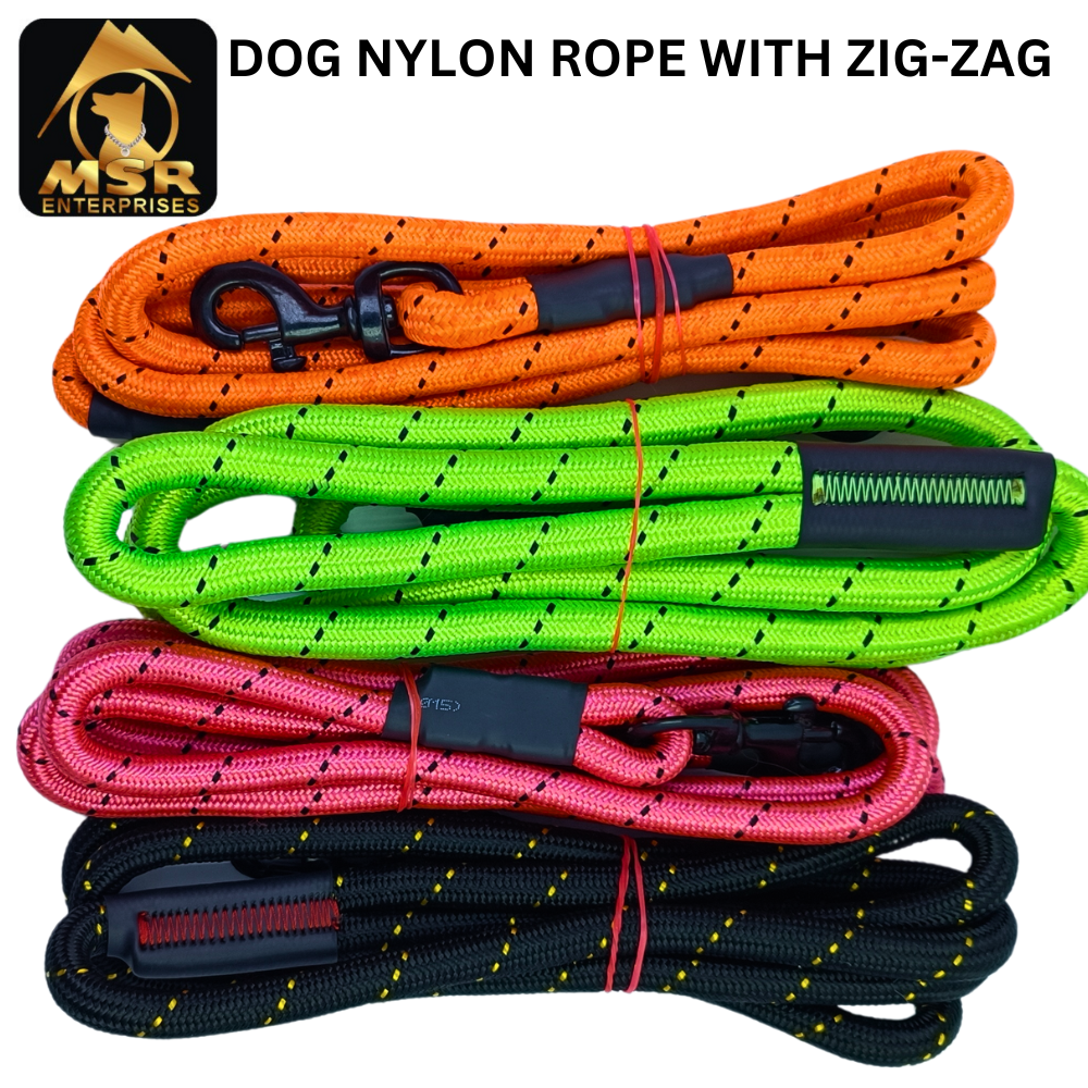 Dog Rope Zig-zag (Nylon) - 6mm Multi-color | Durable Nylon, Eye-catching Zig-zag Pattern, Comfortable Grip, Ideal For Training And Playtime