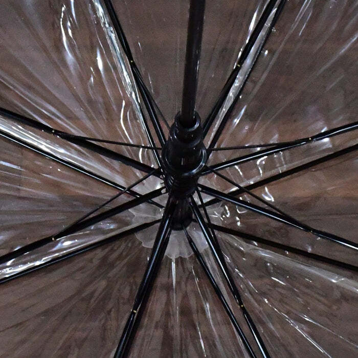 Transparent Wind-resistant Umbrella - Fiberglass Ribs, 70 Cm Long | Easy Open Button, Protective Pinch-proofing, Comfortable J-handle