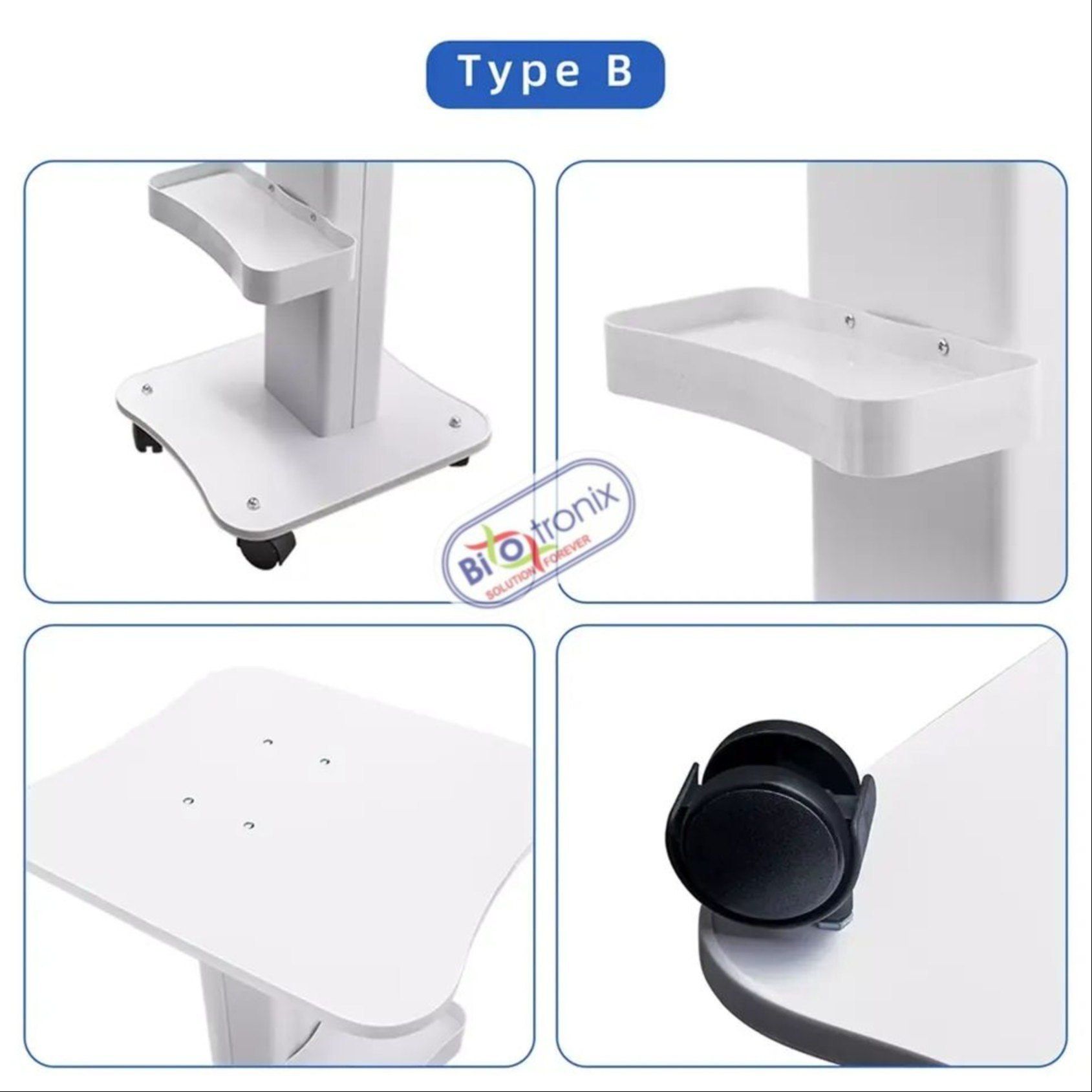 White Plastic Multifunctional Makeup Trolley With Wheels For Spa Beauty Instruments - Design: Column