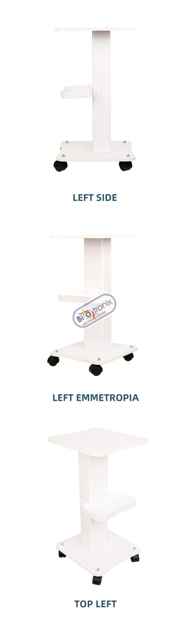 White Plastic Multifunctional Makeup Trolley With Wheels For Spa Beauty Instruments - Design: Column