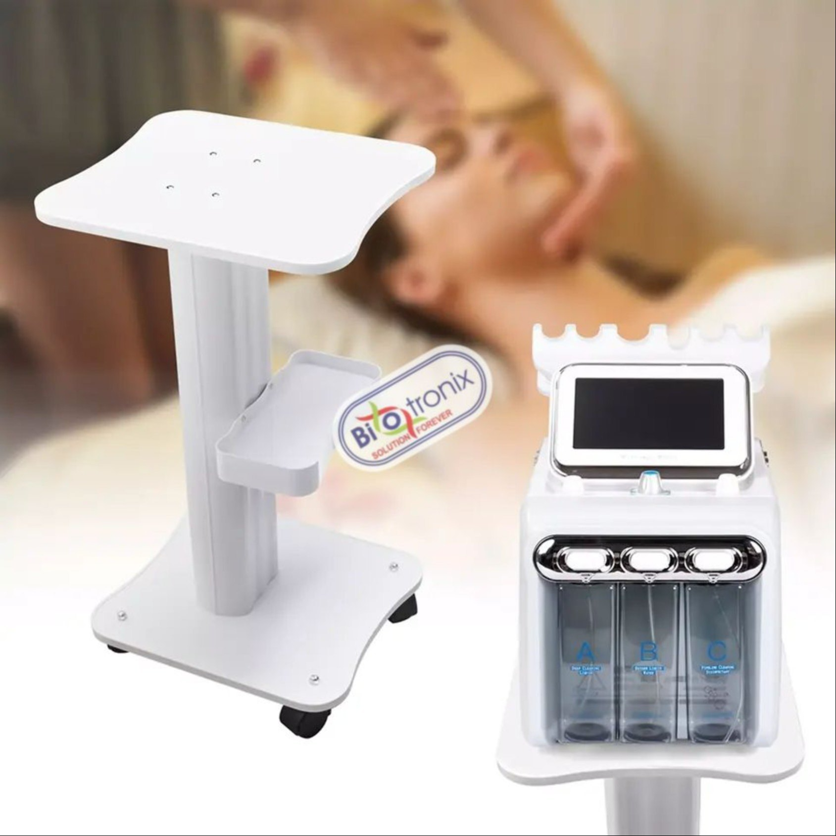 White Plastic Multifunctional Makeup Trolley With Wheels For Spa Beauty Instruments - Design: Column