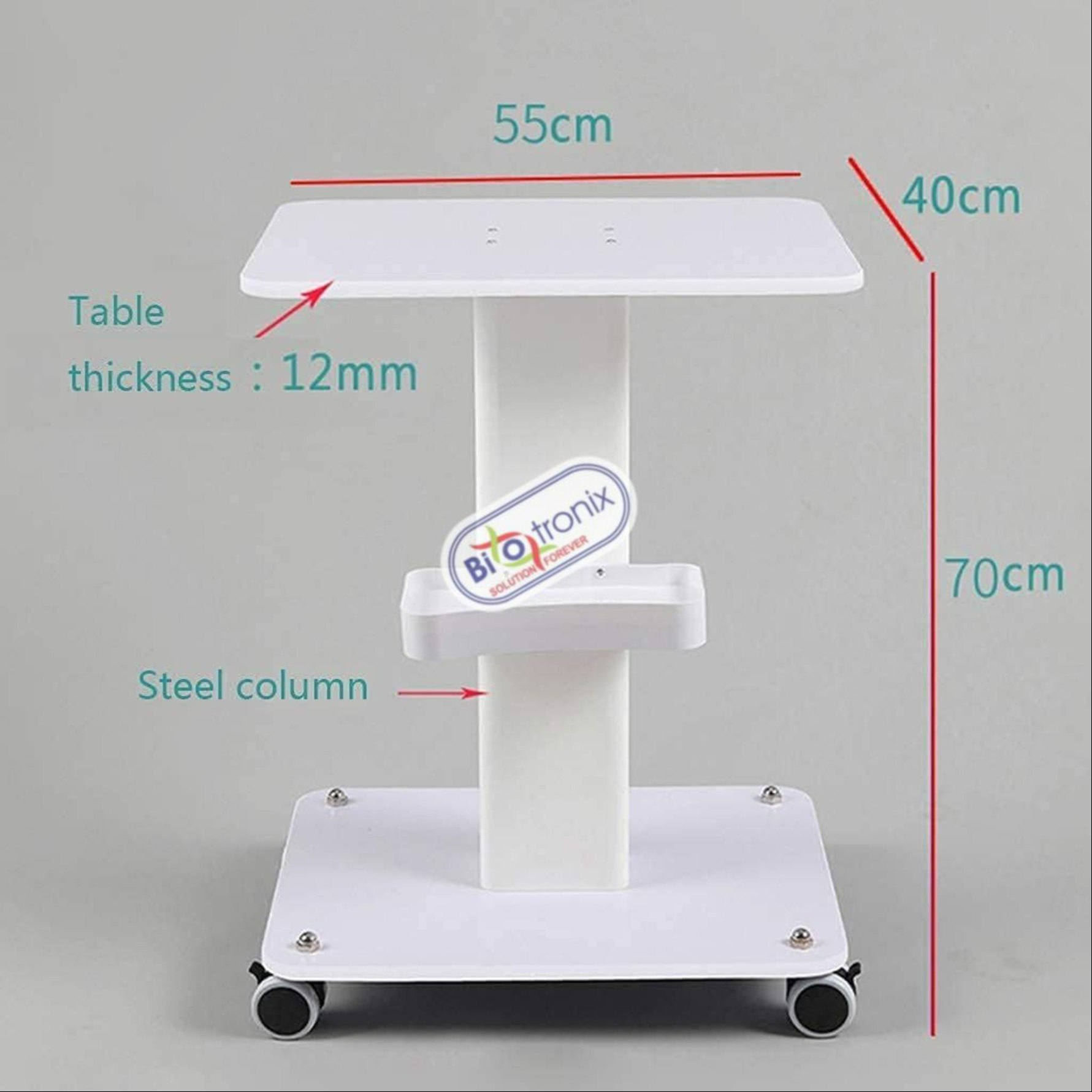 Trolley Abs Space Saving Beauty Trolley Stand Rolling Salon Cart Holder Spa - Color: White